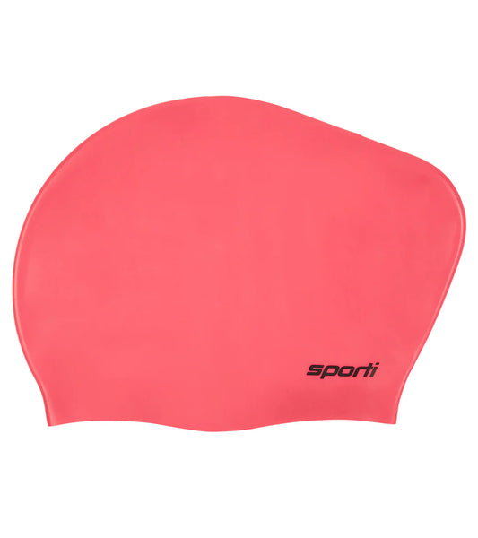 Sporti Solid Long Hair Silicone Swim Cap